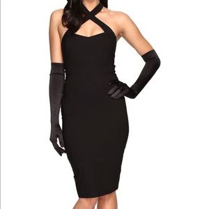 Unique Vintage Cross Neck Fitted Rita Dress